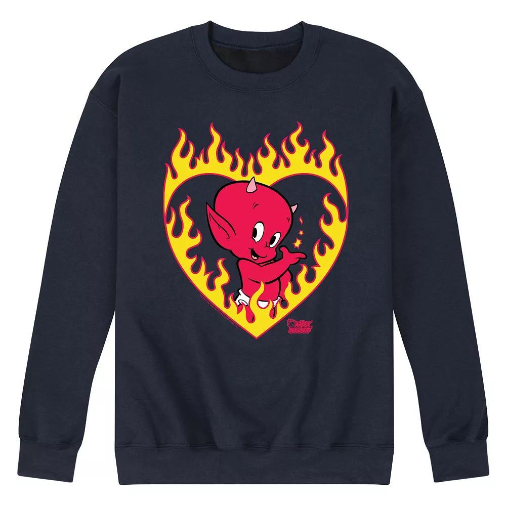 Men's Hot Stuff Little Devil Flame Heart Fleece Sweatshirt, Size: XL, Blue Product Image