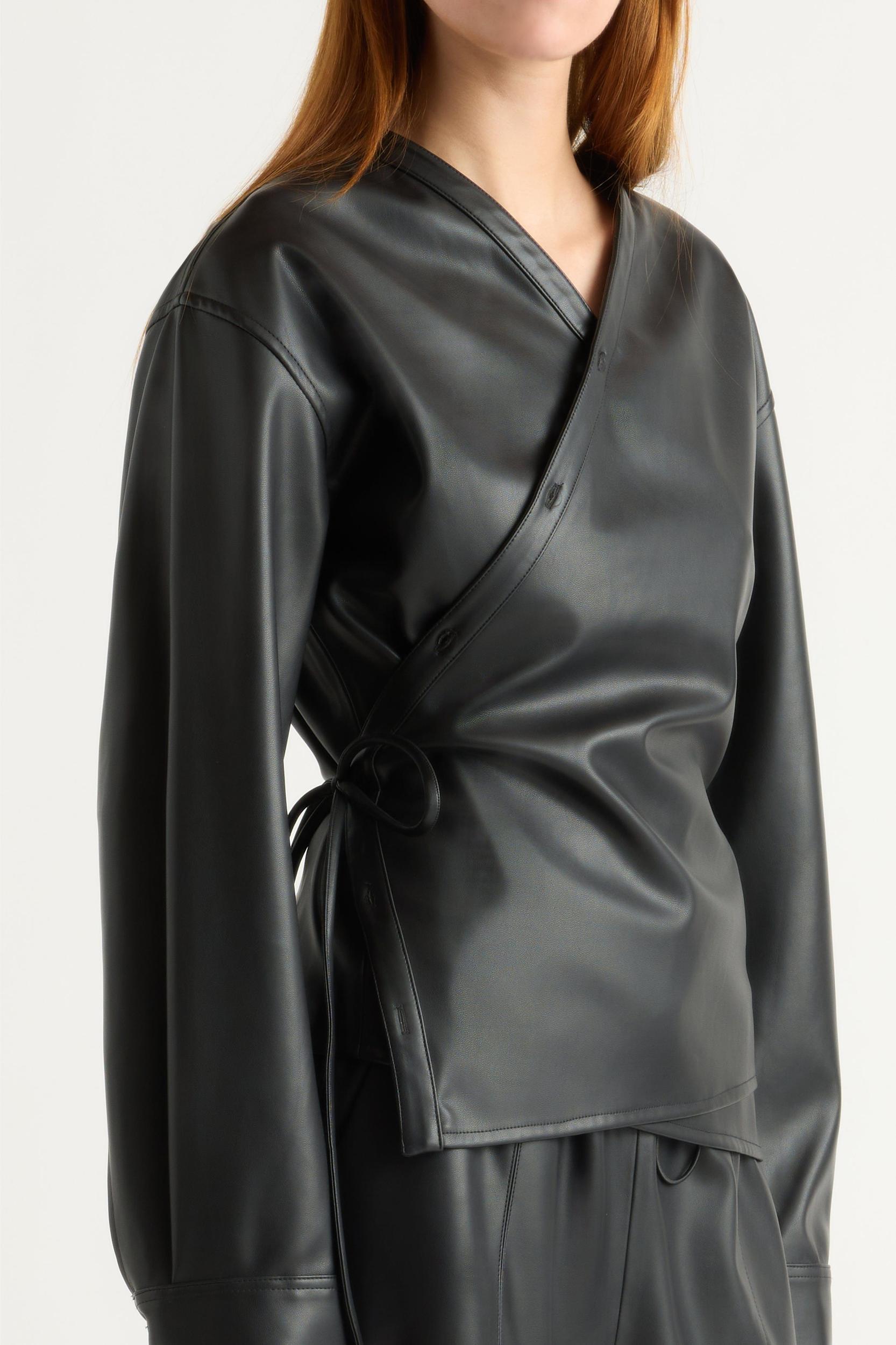 Sarit Vegan Leather Wrap Top Product Image