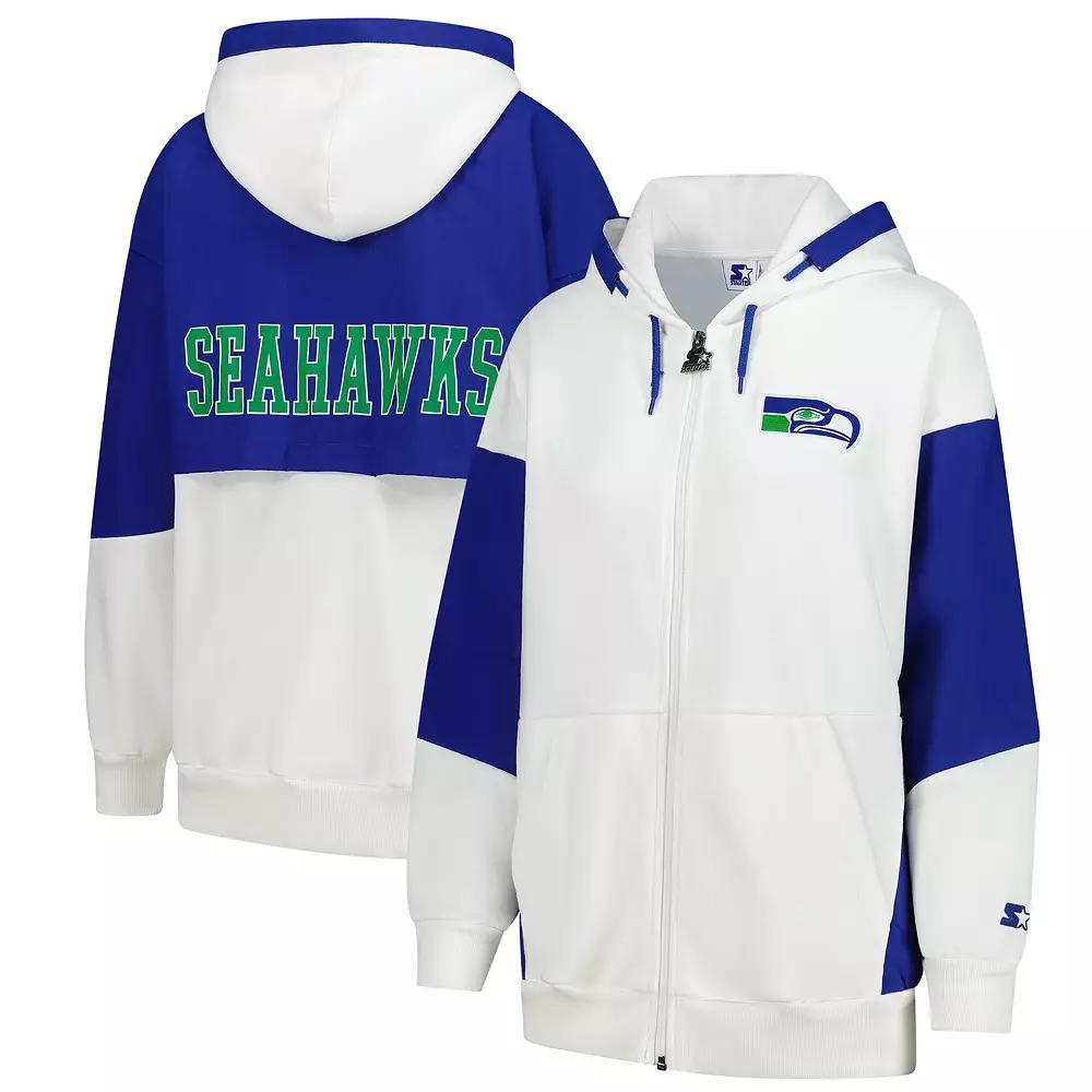 Women's Starter White Seattle Seahawks Scrimmage Full-Zip Hoodie, Size: Large Product Image