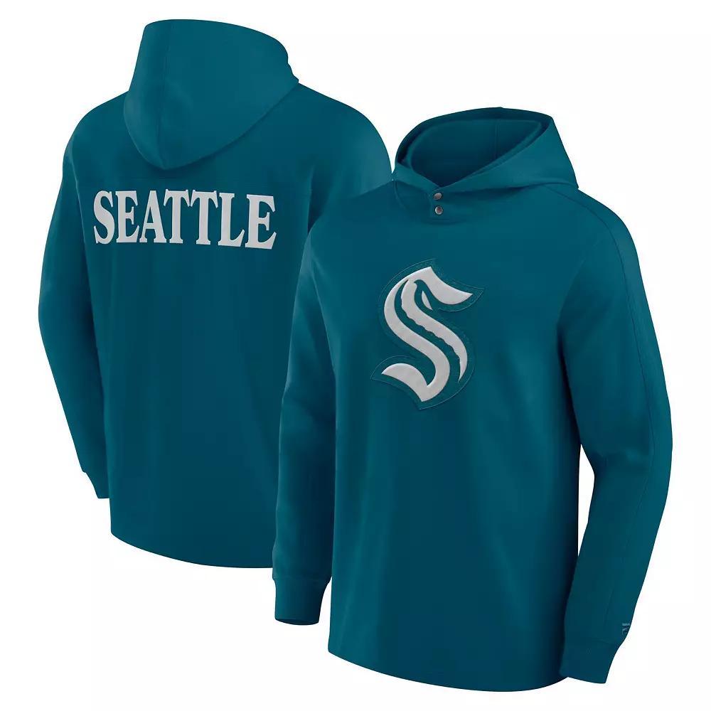 Men's Fanatics Teal Seattle Kraken Elements Blaze Tri-Blend Long Sleeve Hoodie T-Shirt,  Product Image