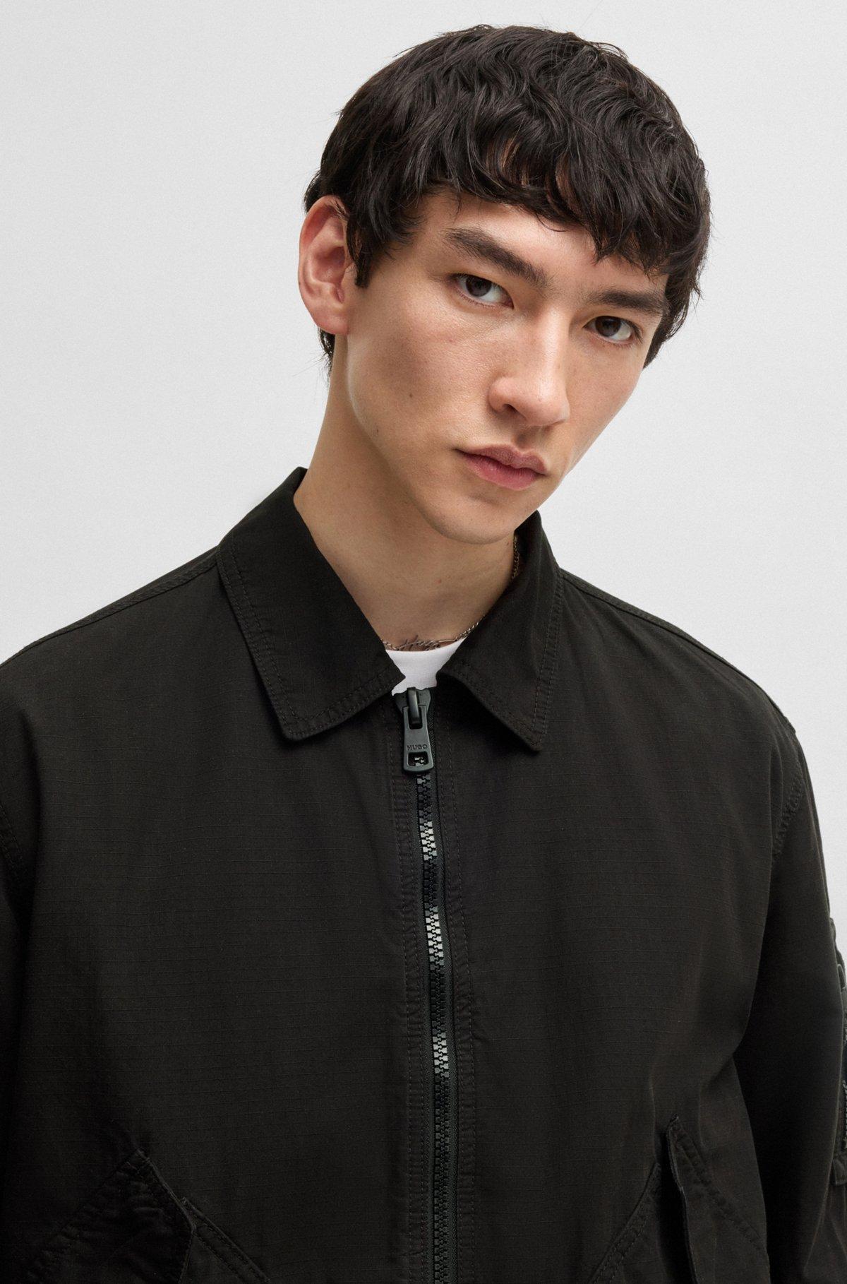 Cotton-ripstop flight jacket with logo label Product Image