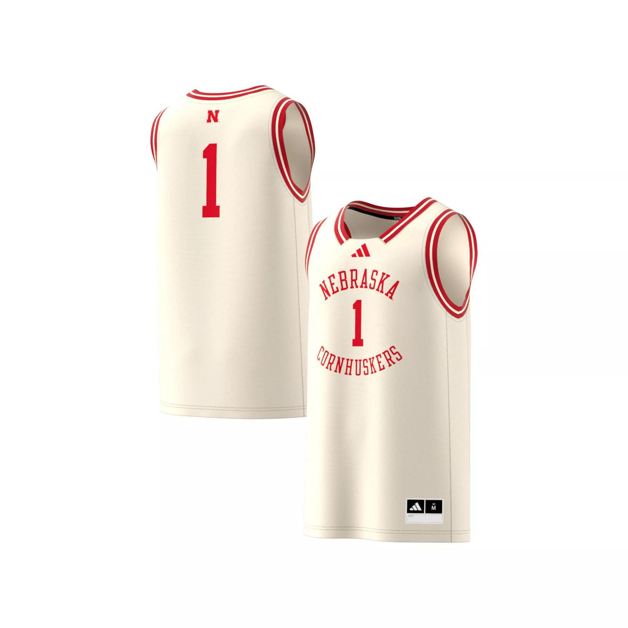 Men's adidas #1 Cream Nebraska Huskers Replica Swingman Jersey,  Product Image