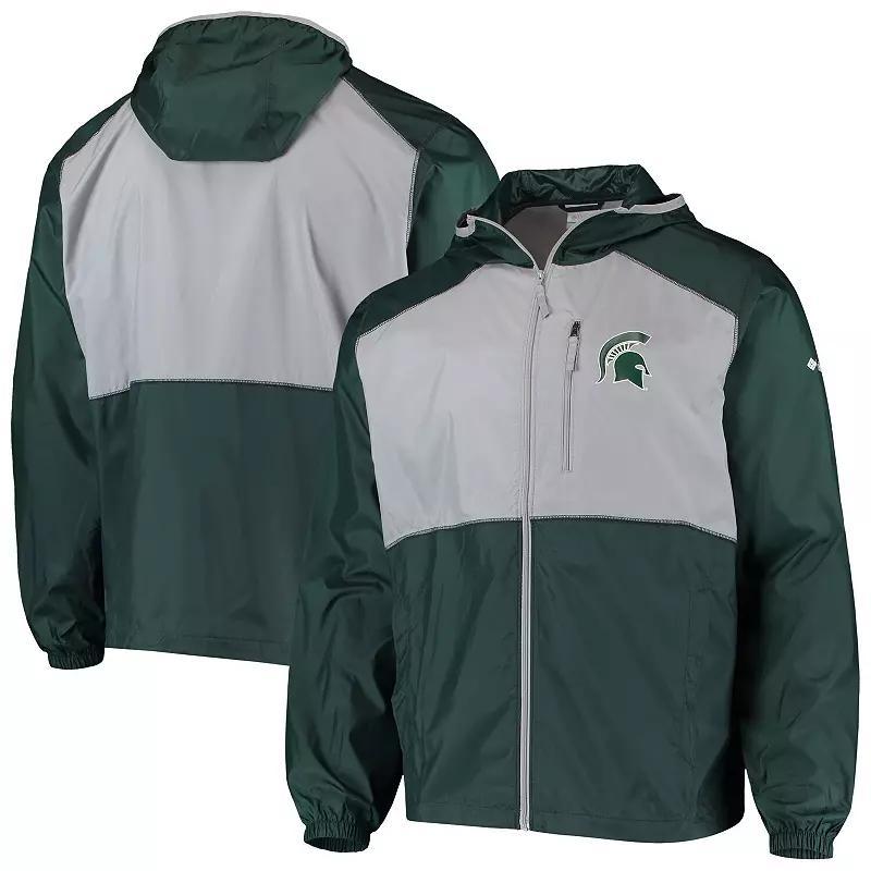 Mens Columbia /Gray Michigan State Spartans Flash Forward Hoodie Full-Zip Lightweight Windbreaker Product Image