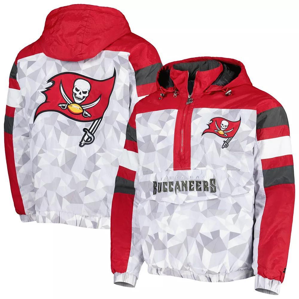 Men's Starter White/Red Tampa Bay Buccaneers Thursday Night Gridiron Raglan Half-Zip Hooded Jacket, Size: Medium Product Image