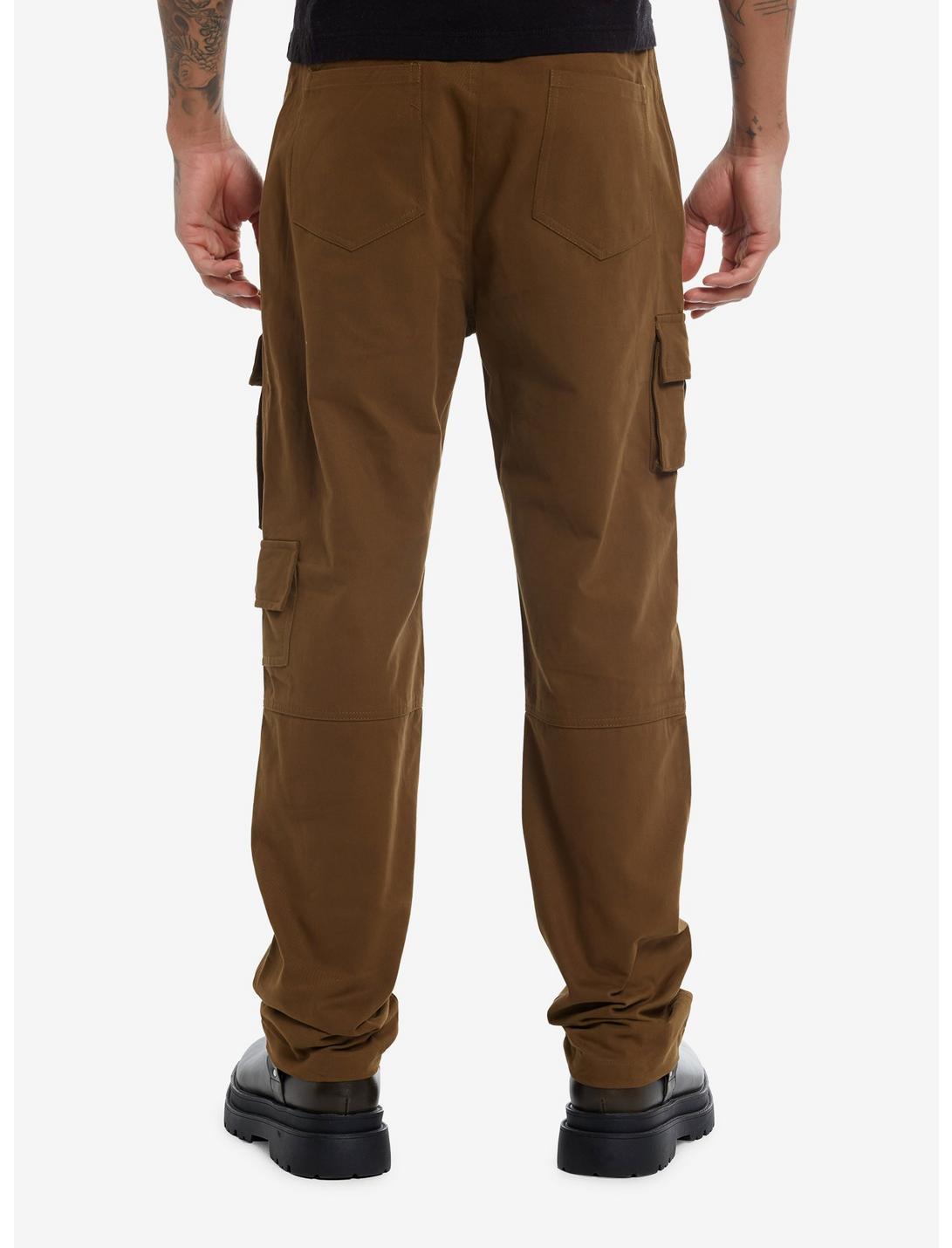 Brown Multi-Pocket Cargo Pants With Belt Product Image