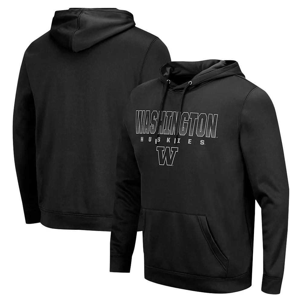 Men's Colosseum  Black Washington Huskies Blackout 3.0 Pullover Hoodie, Size: 3XL Product Image