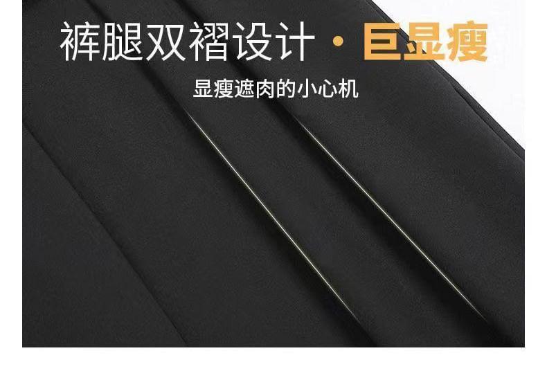 High Waist Adhesive Strap Wide Leg Dress Pants Product Image