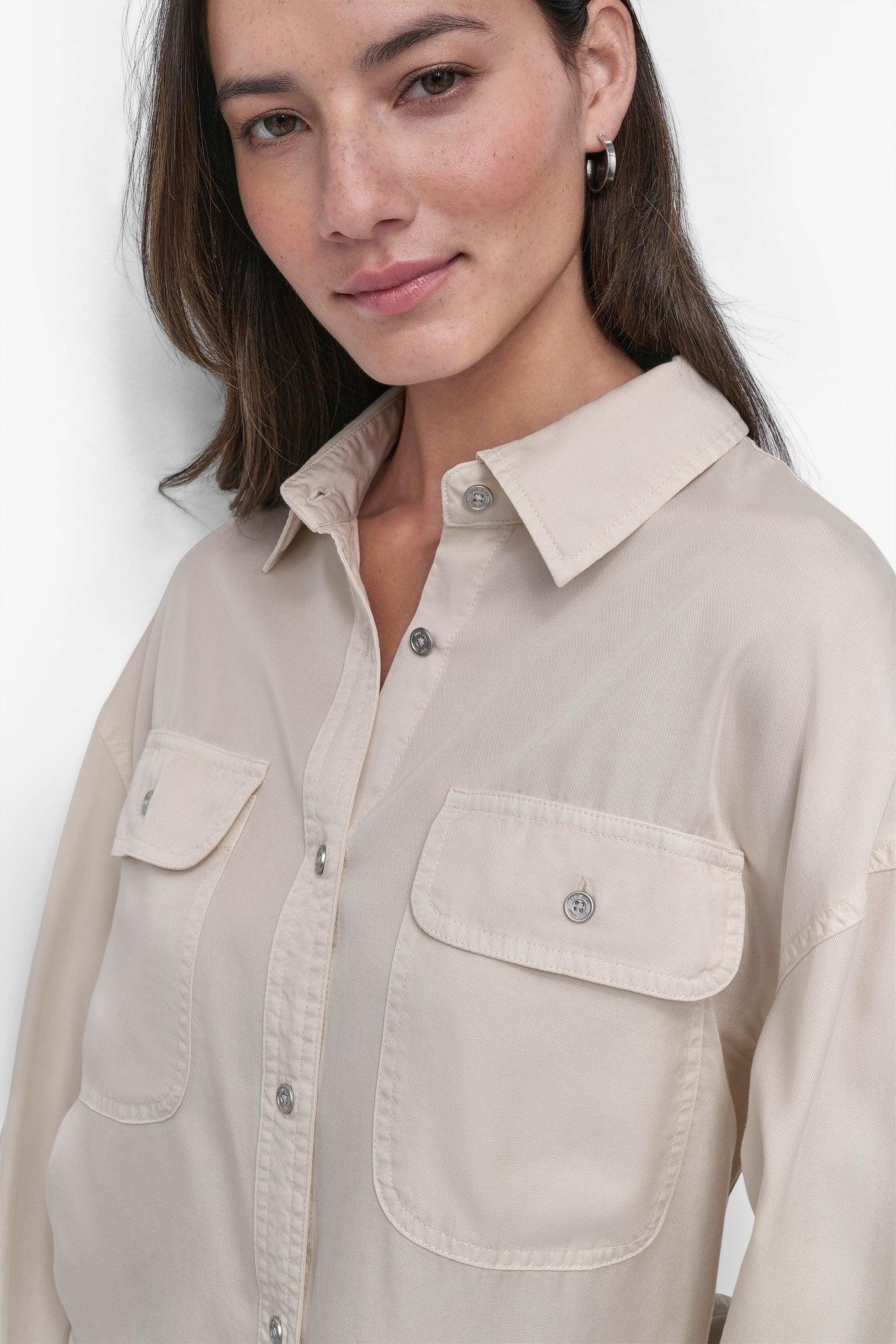 CROPPED BUTTON FRONT SHIRT Product Image