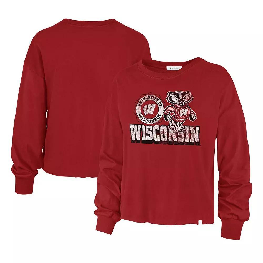 Women's '47 Red Wisconsin Badgers Bottom Line Parkway Long Sleeve High Waist T-Shirt,  Product Image