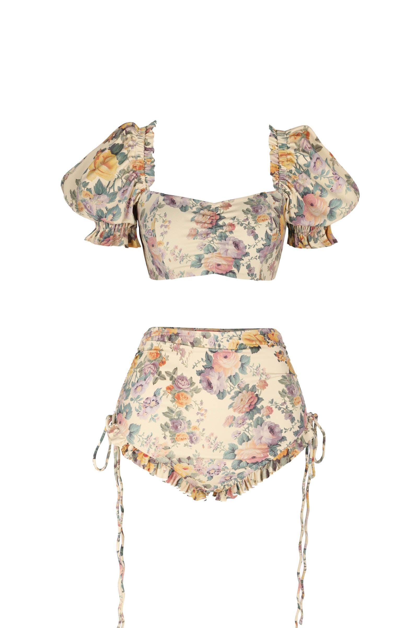 The Blonde Floral Babydoll Bikini Top Product Image