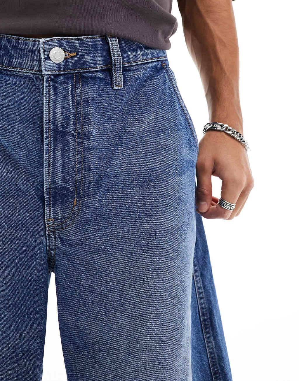 Cotton On longline relaxed denim shorts in vintage blue wash  Product Image