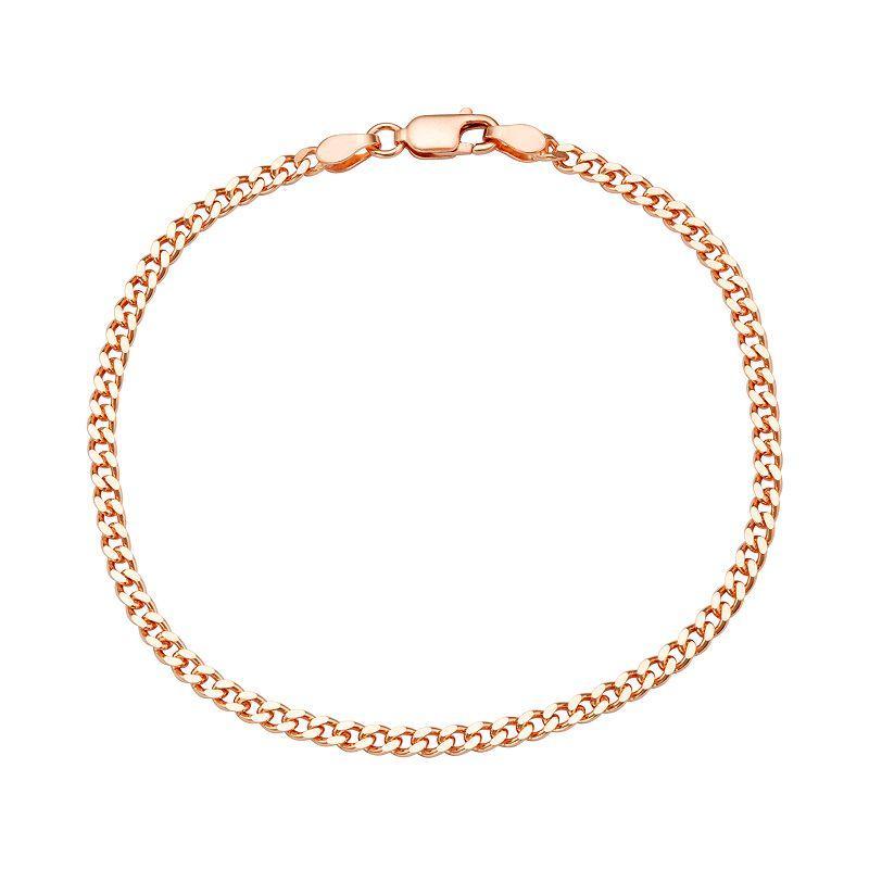 Jordan Blue Sterling Silver Curb Chain Bracelet, Womens 14k Rose Gold Product Image