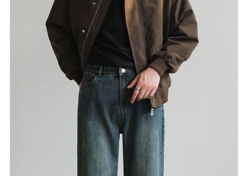 Mid Rise Washed Straight Leg Jeans Product Image