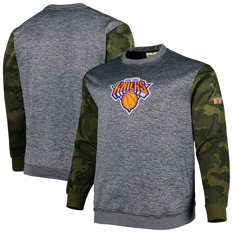 Mens Fanatics Branded Heather Charcoal New York Knicks Big & Tall Camo Stitched Sweatshirt Product Image