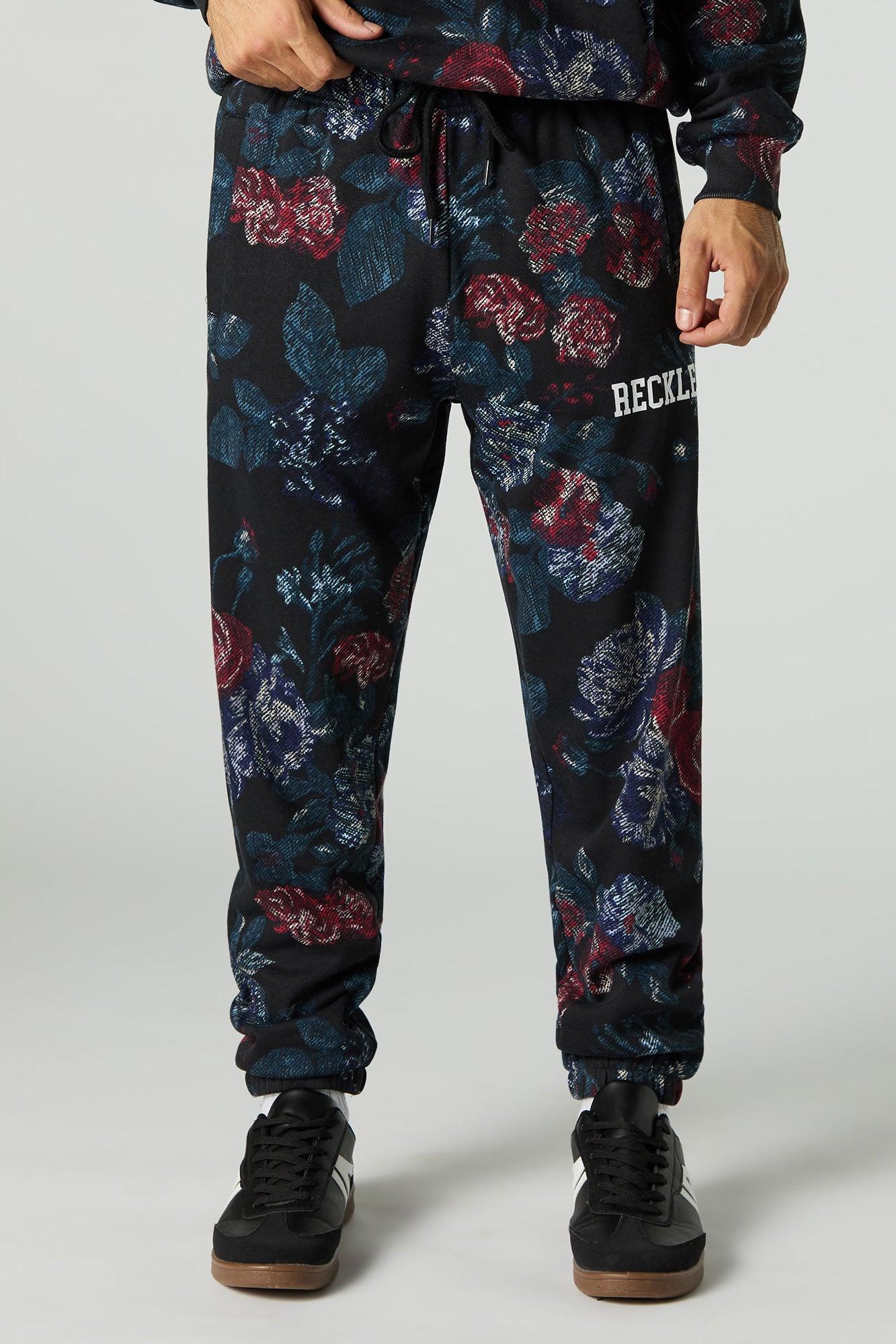 Floral Print Fleece Jogger Male Product Image