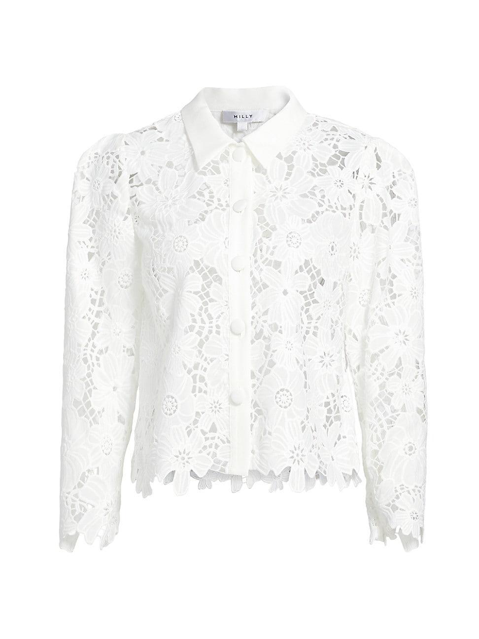 Womens June Lace Button-Front Shirt Product Image