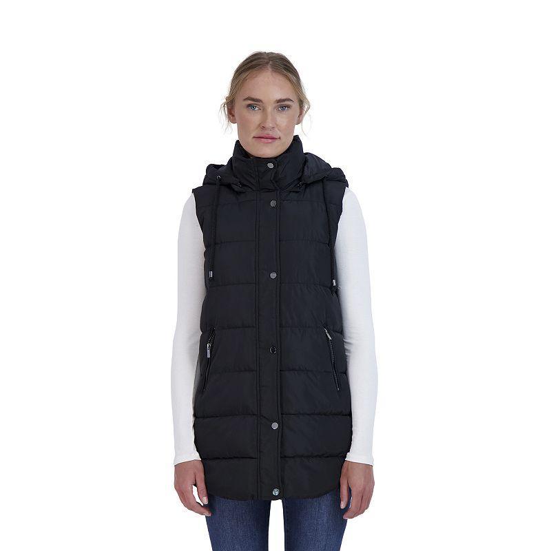 Womens Sebby Collection Long Puffer Vest Green Product Image