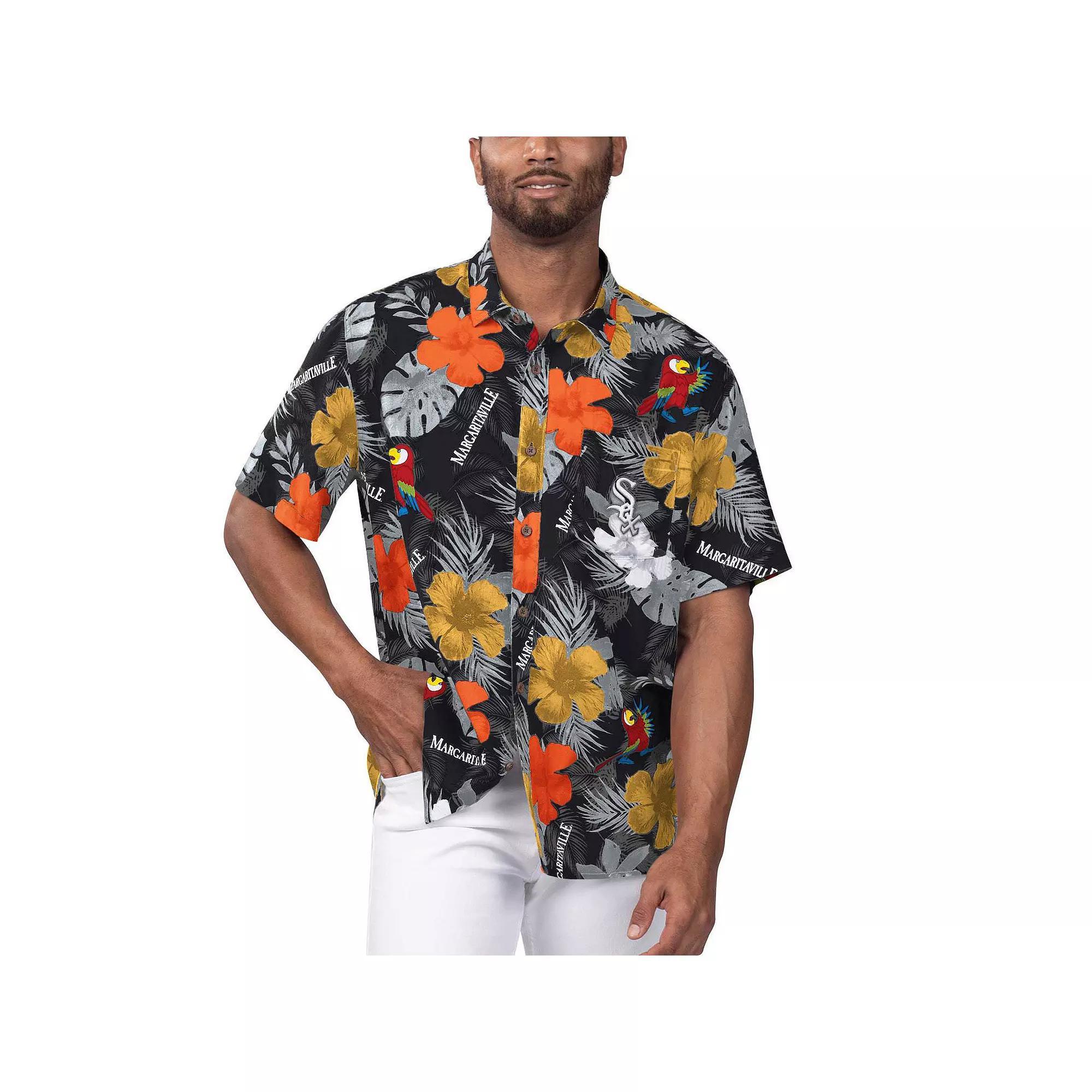 Men's Margaritaville Black Chicago White Sox Island Life Floral Party Button-Up Shirt,  Product Image