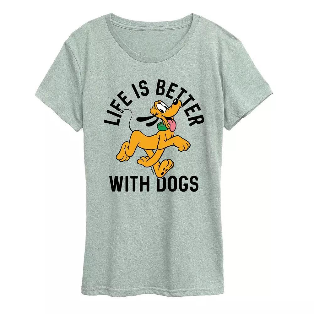 Disney's Pluto Women's Life Is Better With Dogs Graphic Tee,  Product Image