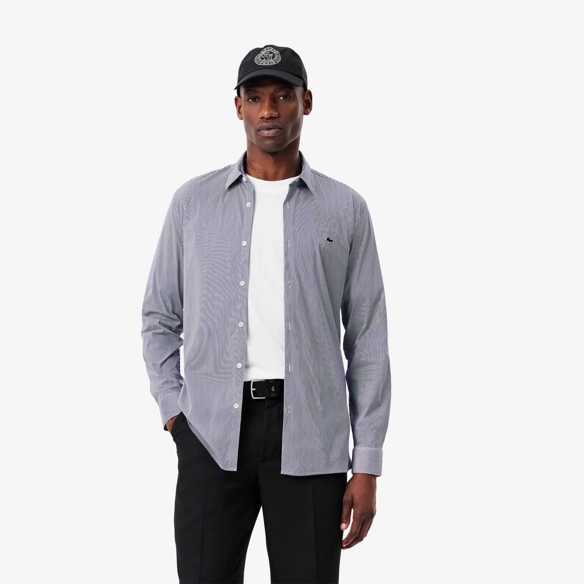 Slim Fit Striped Stretch Poplin Shirt Product Image