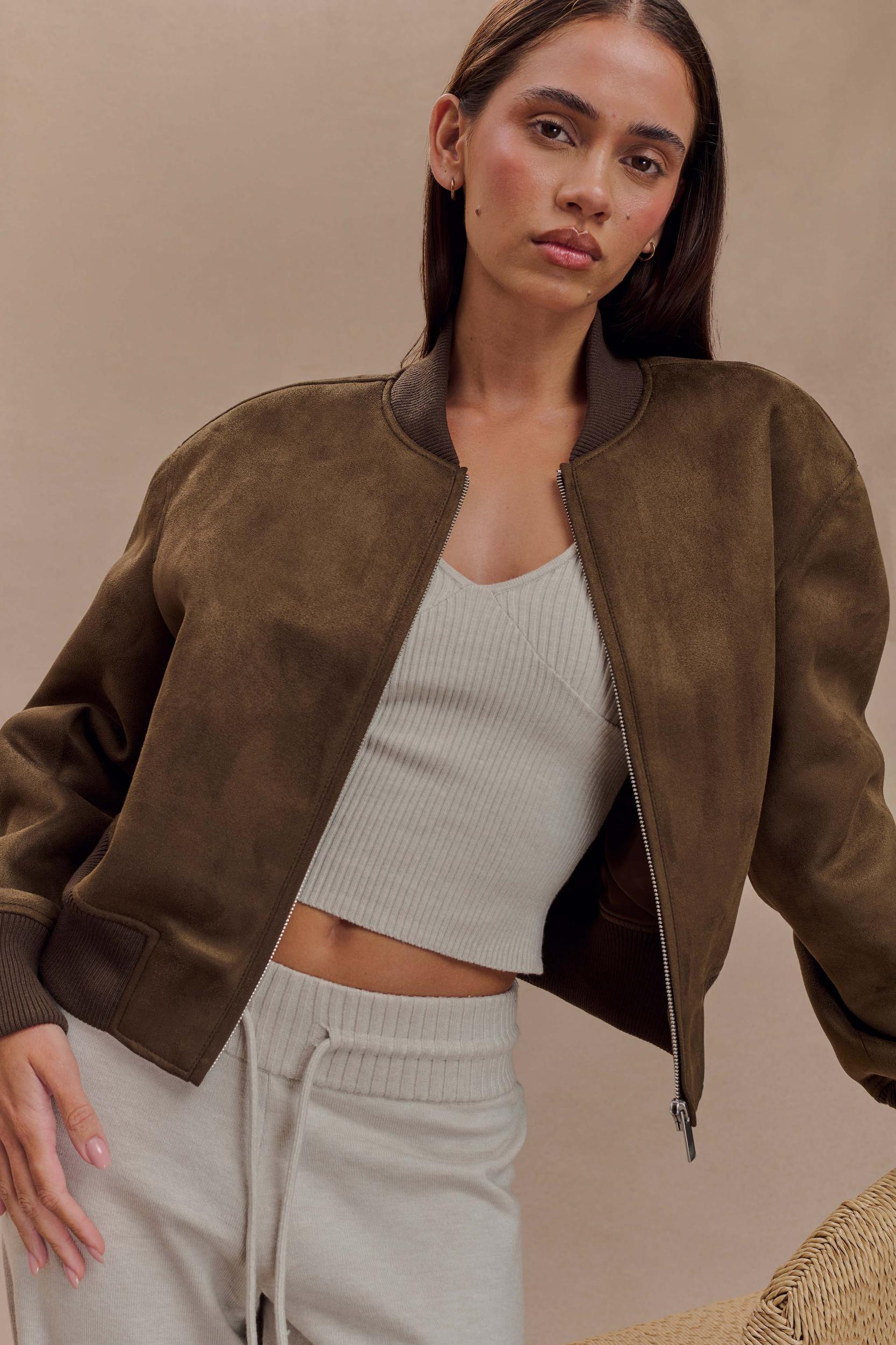 Rudy Suede Bomber Jacket - Chocolate Product Image