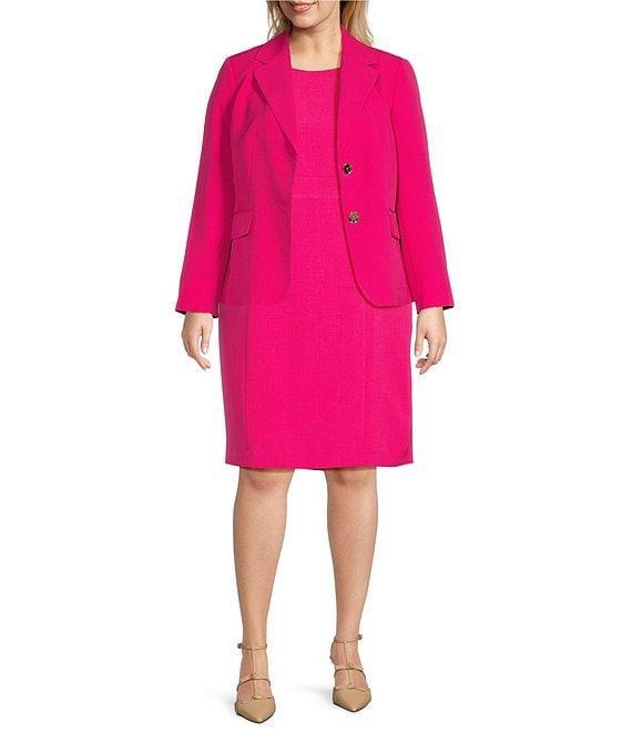 Kasper Plus Size Stretch Crepe Notch Collar 2-Button Jacket Product Image