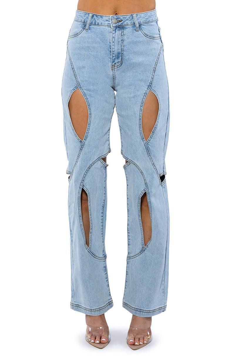 JUMP AROUND CUTOUT RELAXED FIT JEANS Product Image