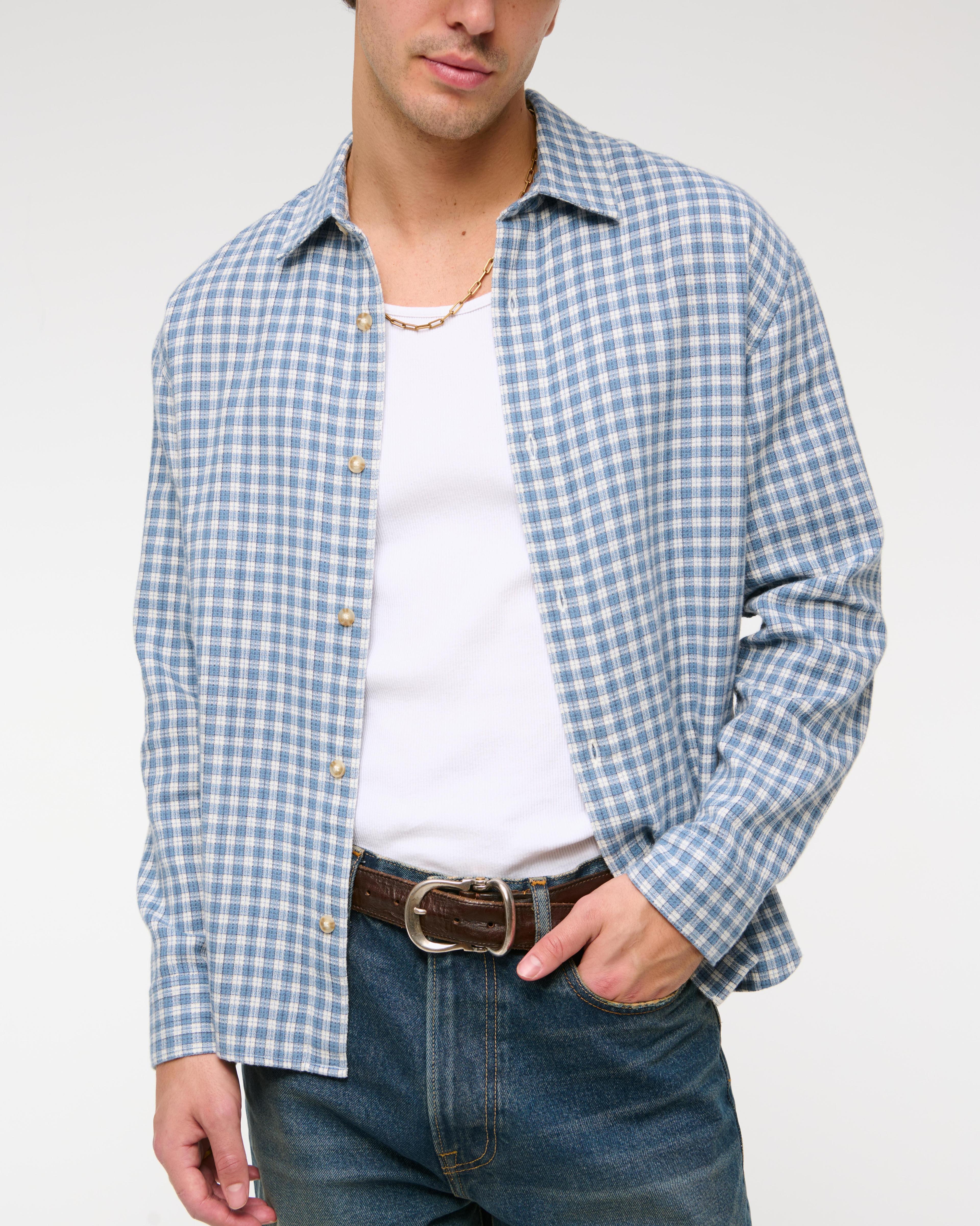 Long-Sleeve Plaid Button-Up Shirt Product Image