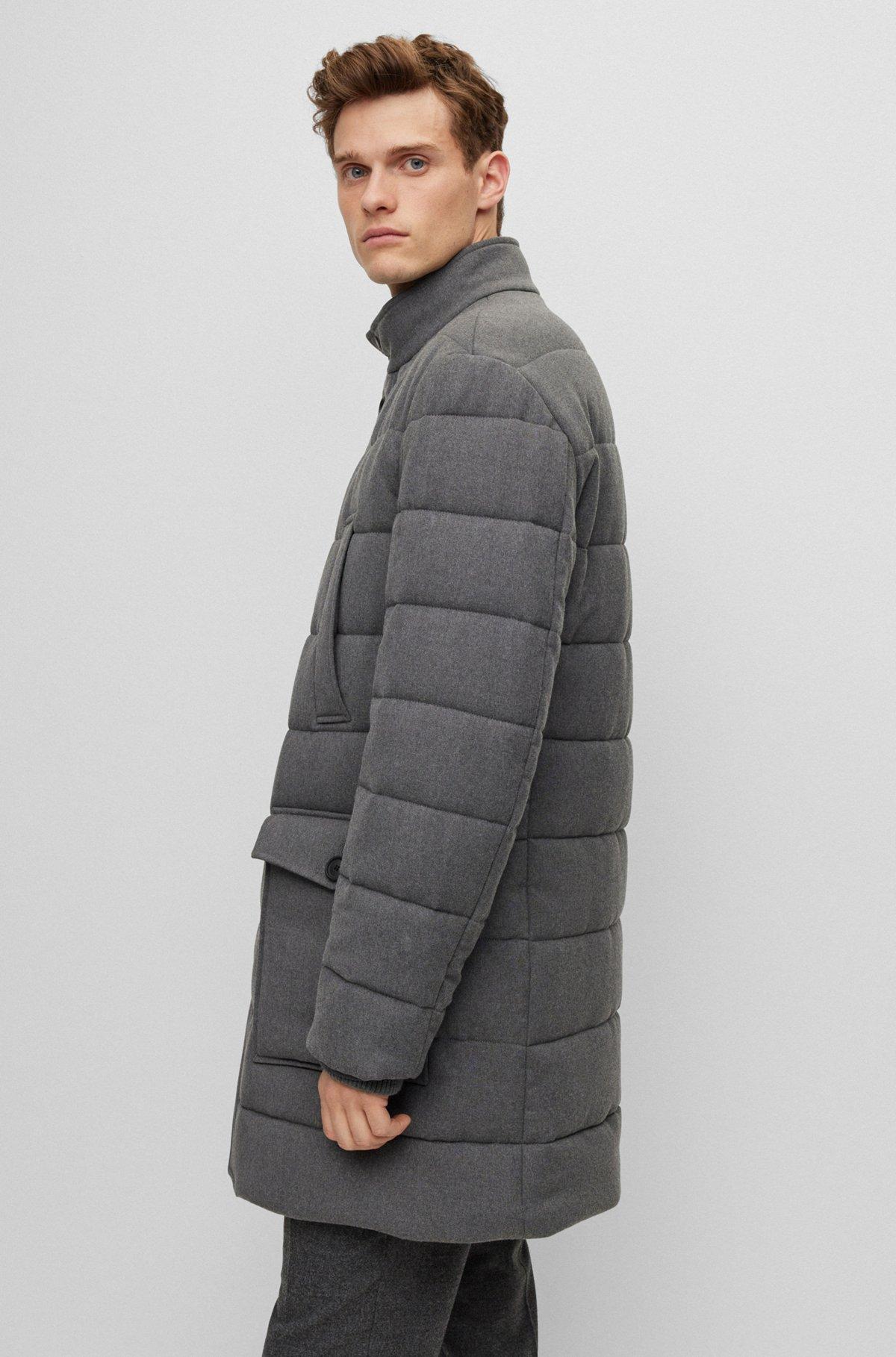 Regular-fit padded coat in a stretch wool blend Product Image
