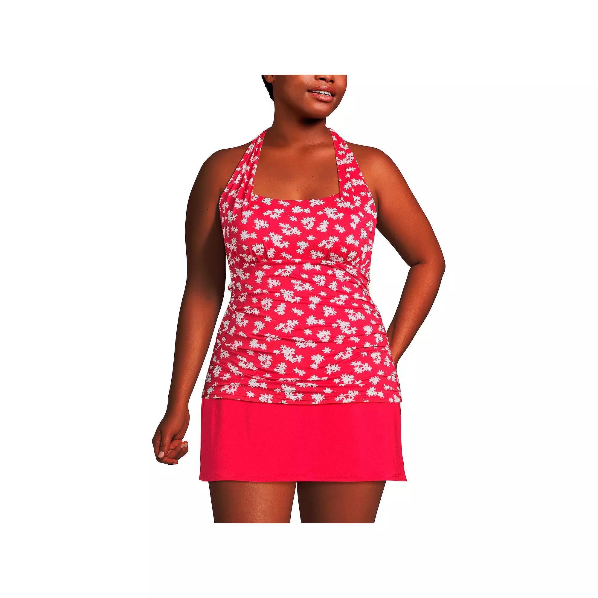 Plus Size Lands' End UPF 50 Squareneck Halter Tankini Swimsuit Top, Women's, Size: 16 W, Strawberry Floral Product Image