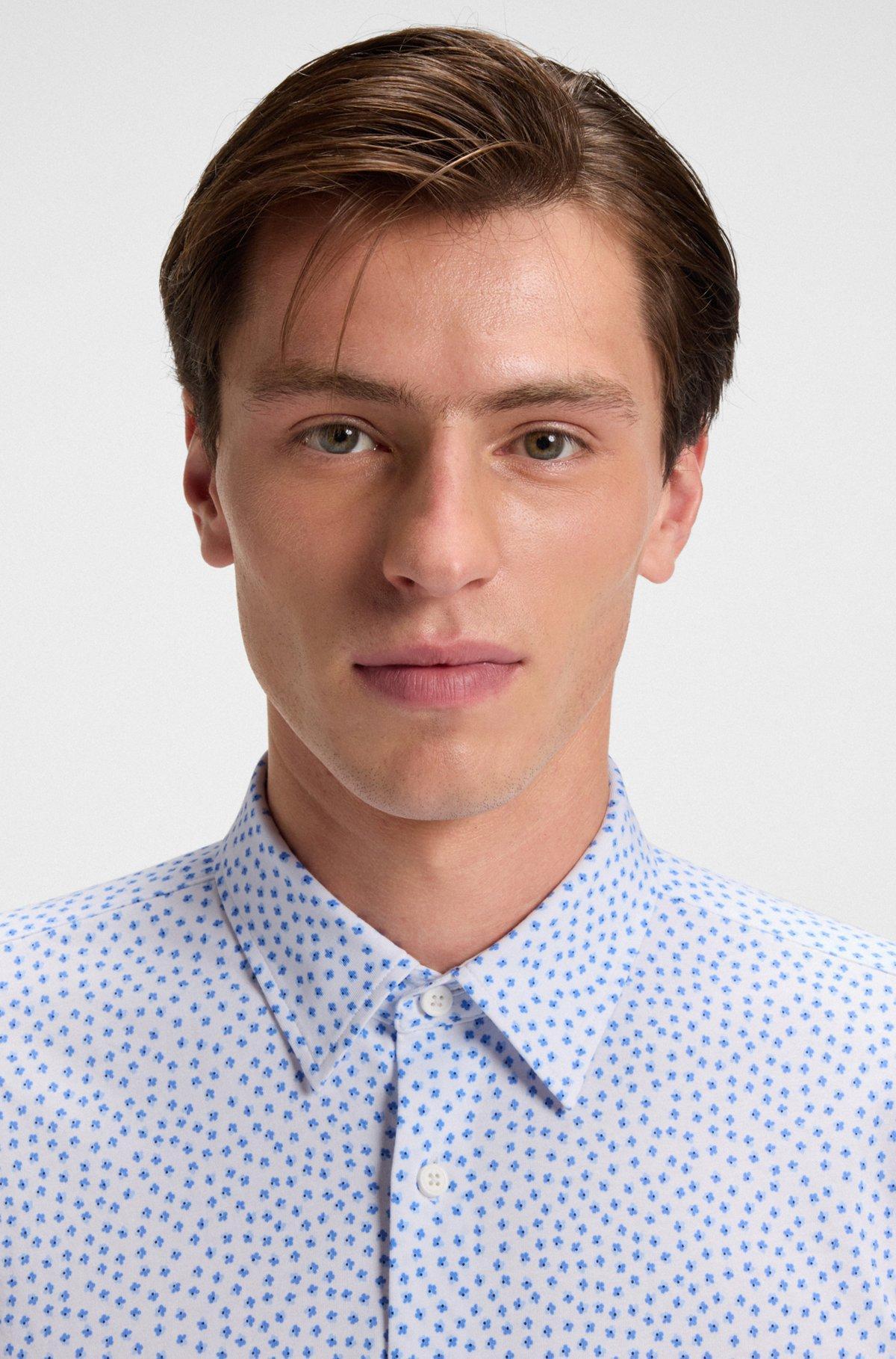 Slim-fit shirt in printed cotton Product Image