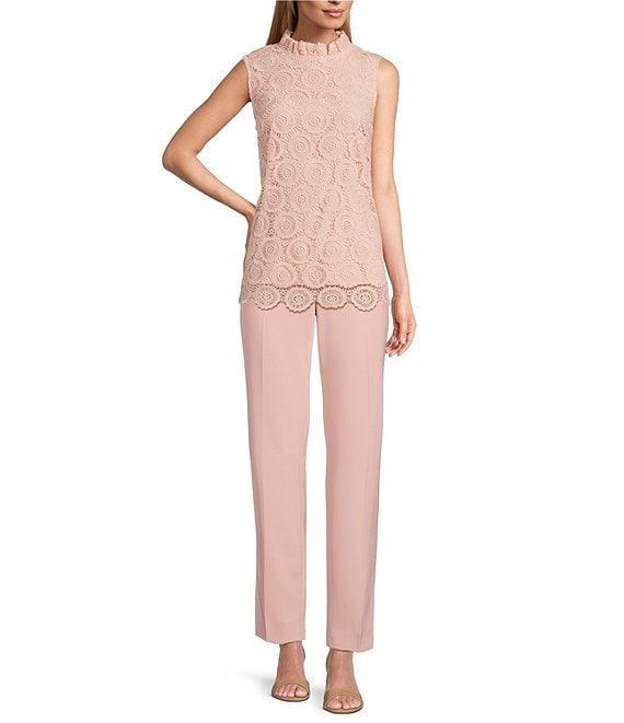 Preston & York Lorraine Lace Mock Neckline Sleeveless Tie Back Blouse Product Image