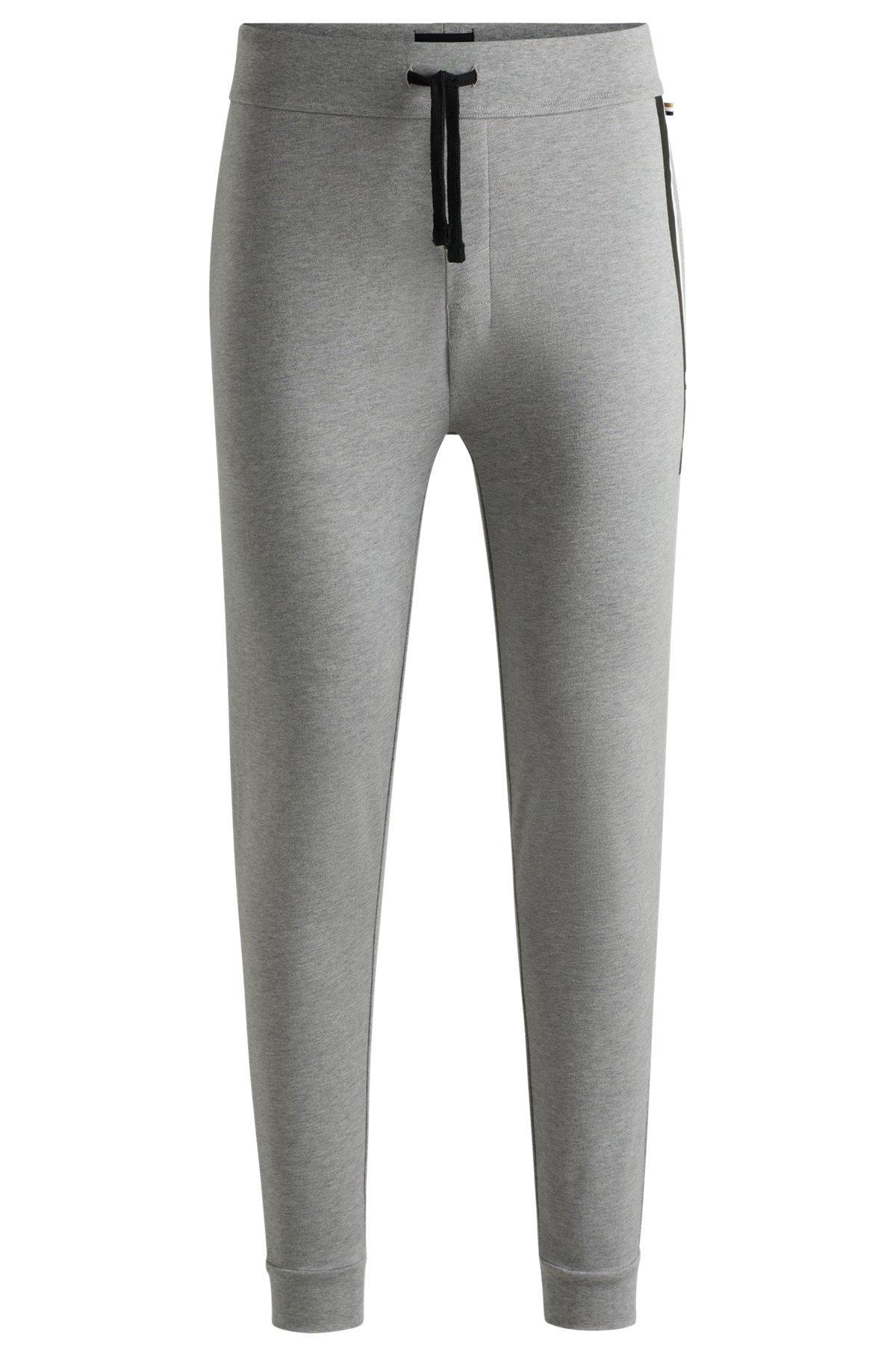 Cotton-terry tracksuit bottoms with stripe print Product Image