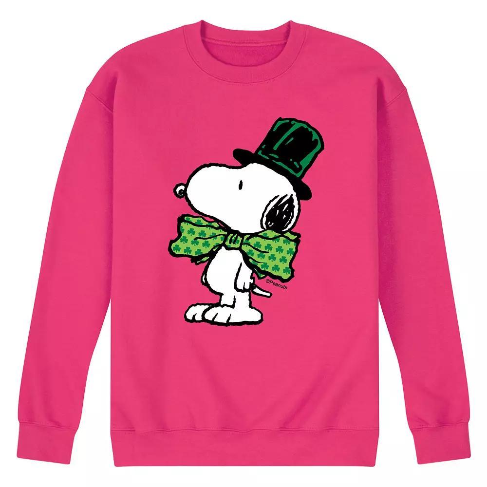 Mens Peanuts St Paddys Bowtie Fleece Sweatshirt Pink Product Image