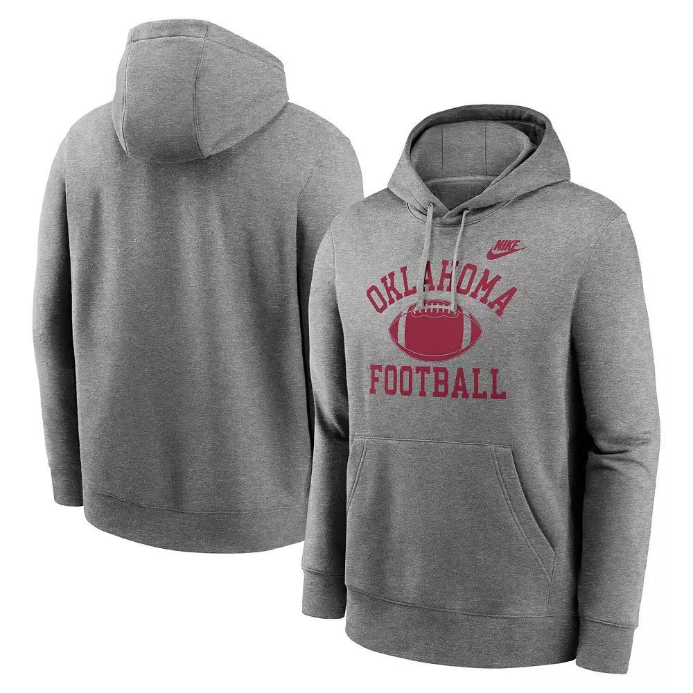 Men's Nike Heather Gray Oklahoma Sooners Legacy Football Icon Club Fleece Pullover Hoodie, Size: Large, Grey Product Image