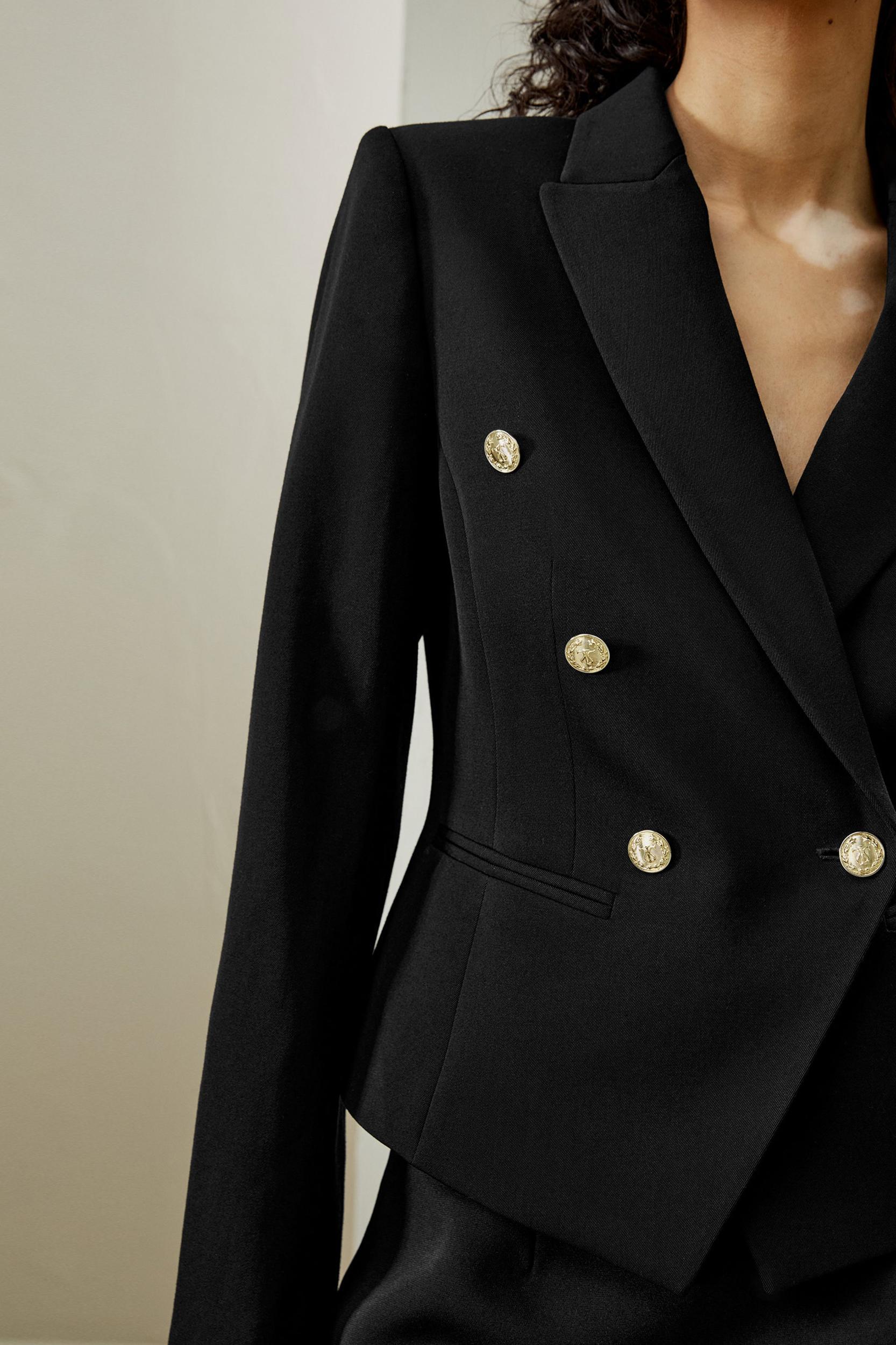 LILYSILK Woolen Blazer for Women Navy Blue Wool Wardrobe Must-Have Double-Breasted Blazer 12 Product Image