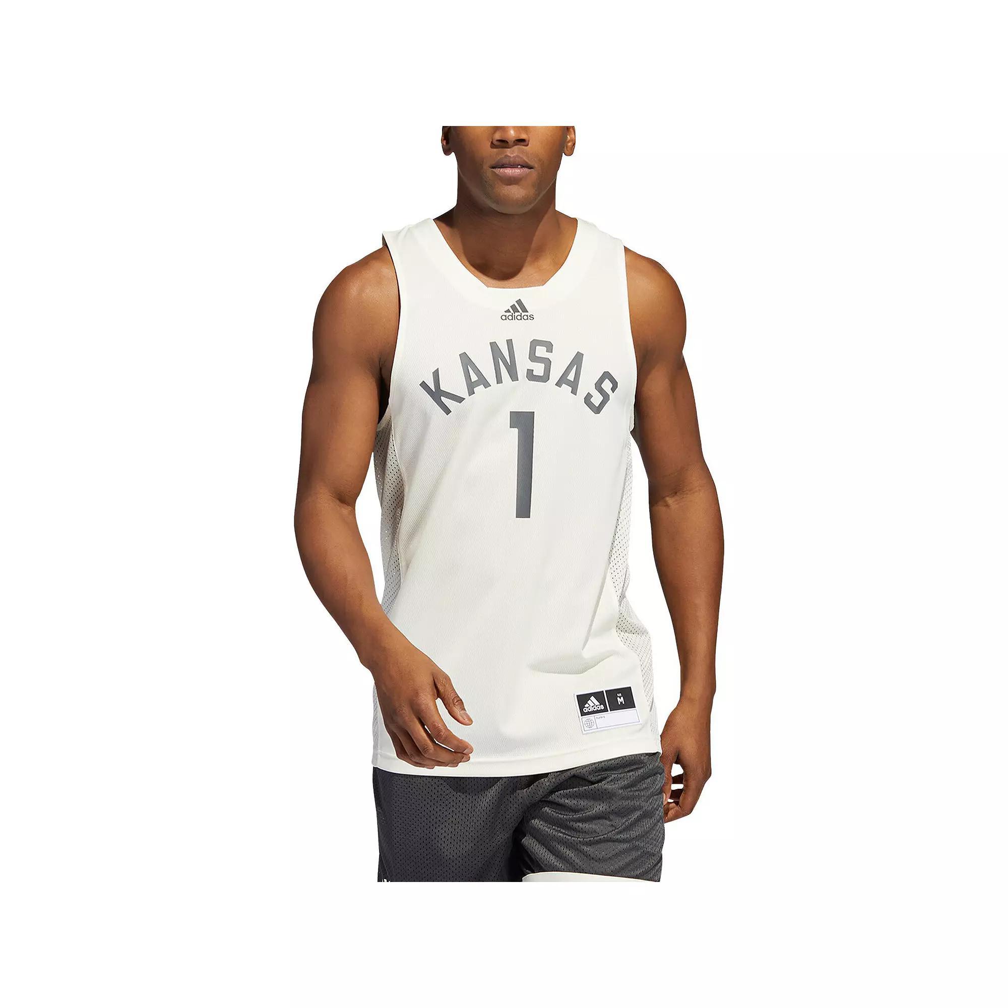 Men's adidas #1 Cream Kansas Jayhawks Reverse Retro Jersey,  Product Image