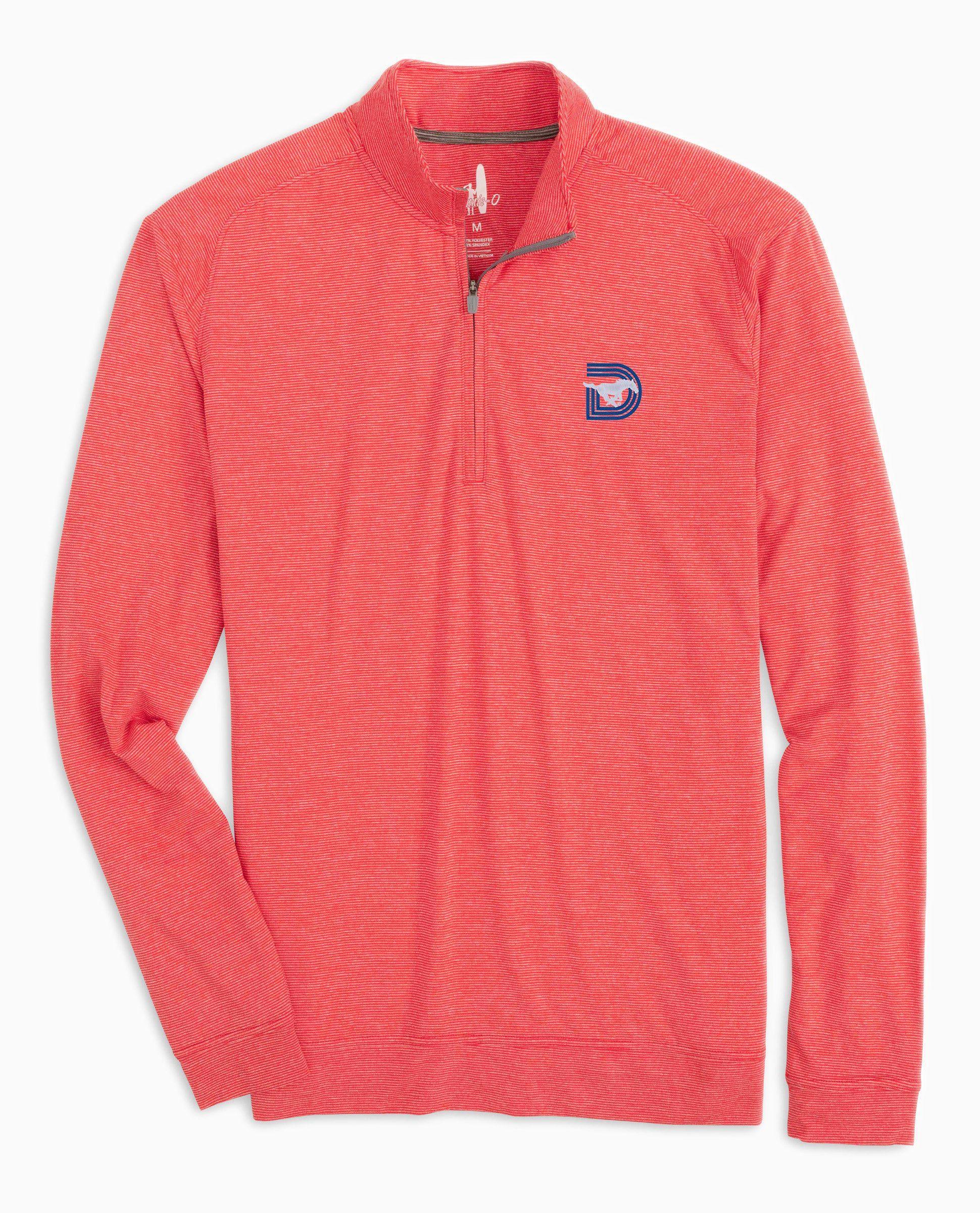 johnnie-O SMU Vaughn Striped Performance 1/4 Zip - Triple D Logo Product Image