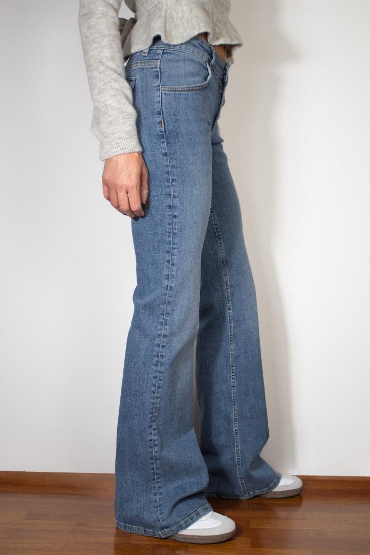 Flare jeans with studs and embroidery Product Image