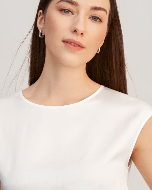 LILYSILK Silk T Shirt for Women Blue Natural Silk Smooth Basic Round Neck Free of Harmful Chemicals S Product Image