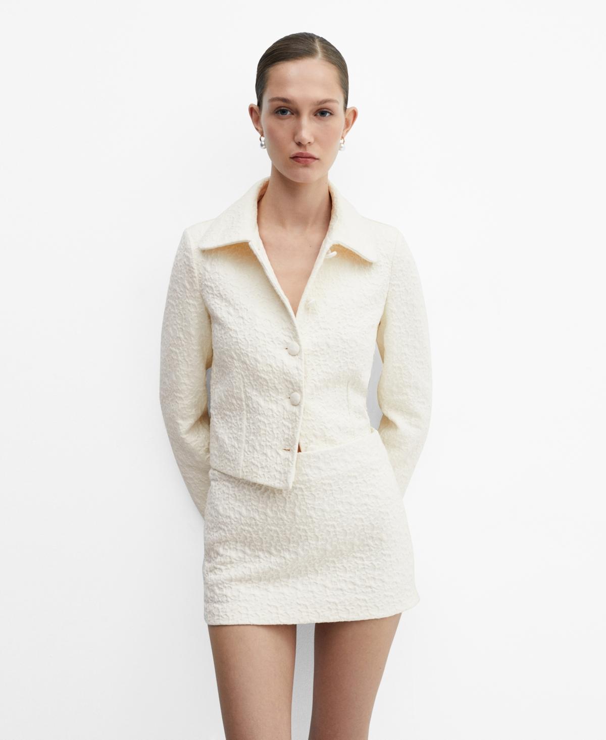 Mango Womens Buttoned Texture Jacket Product Image