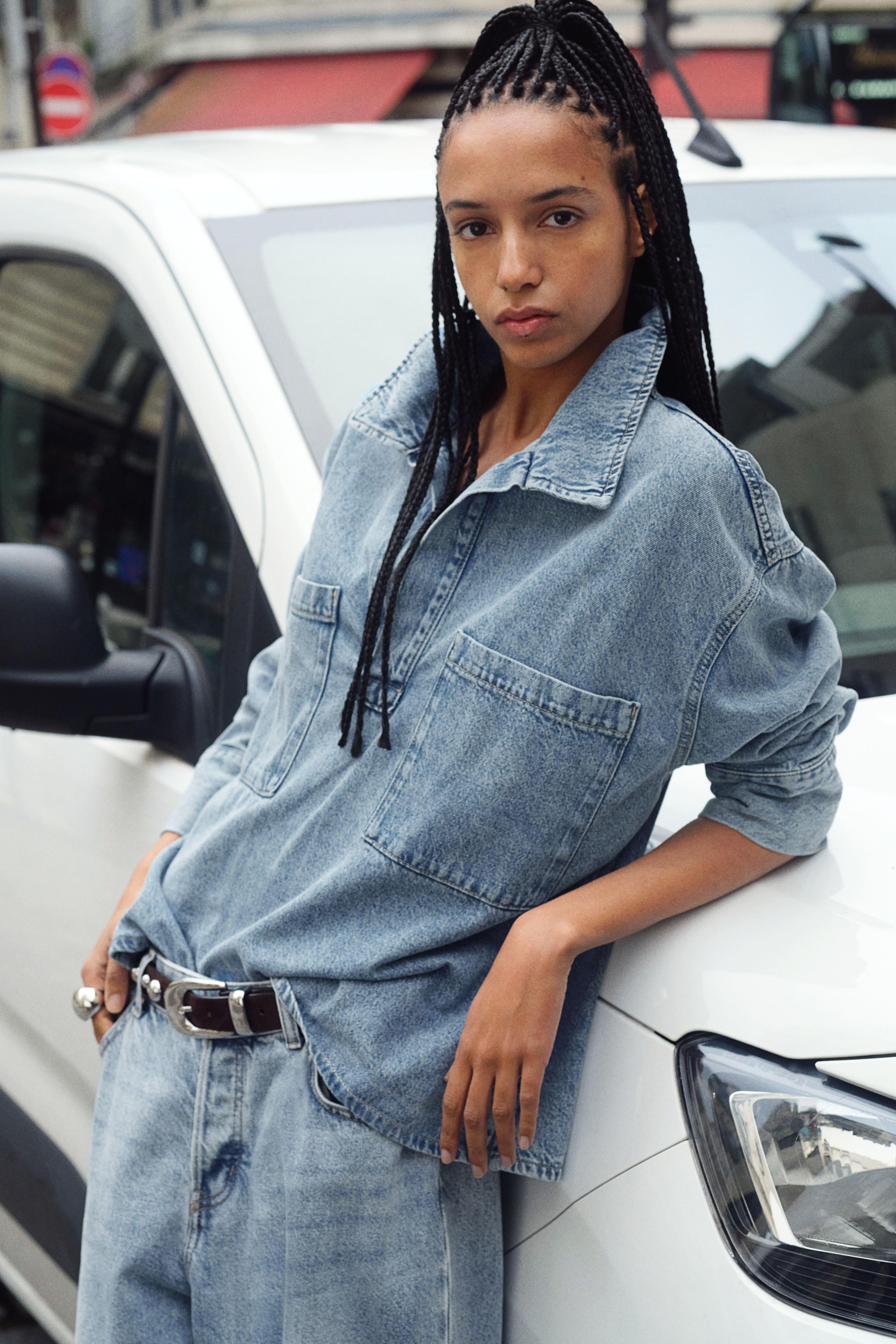 Oversized Pullover Denim Shirt Product Image