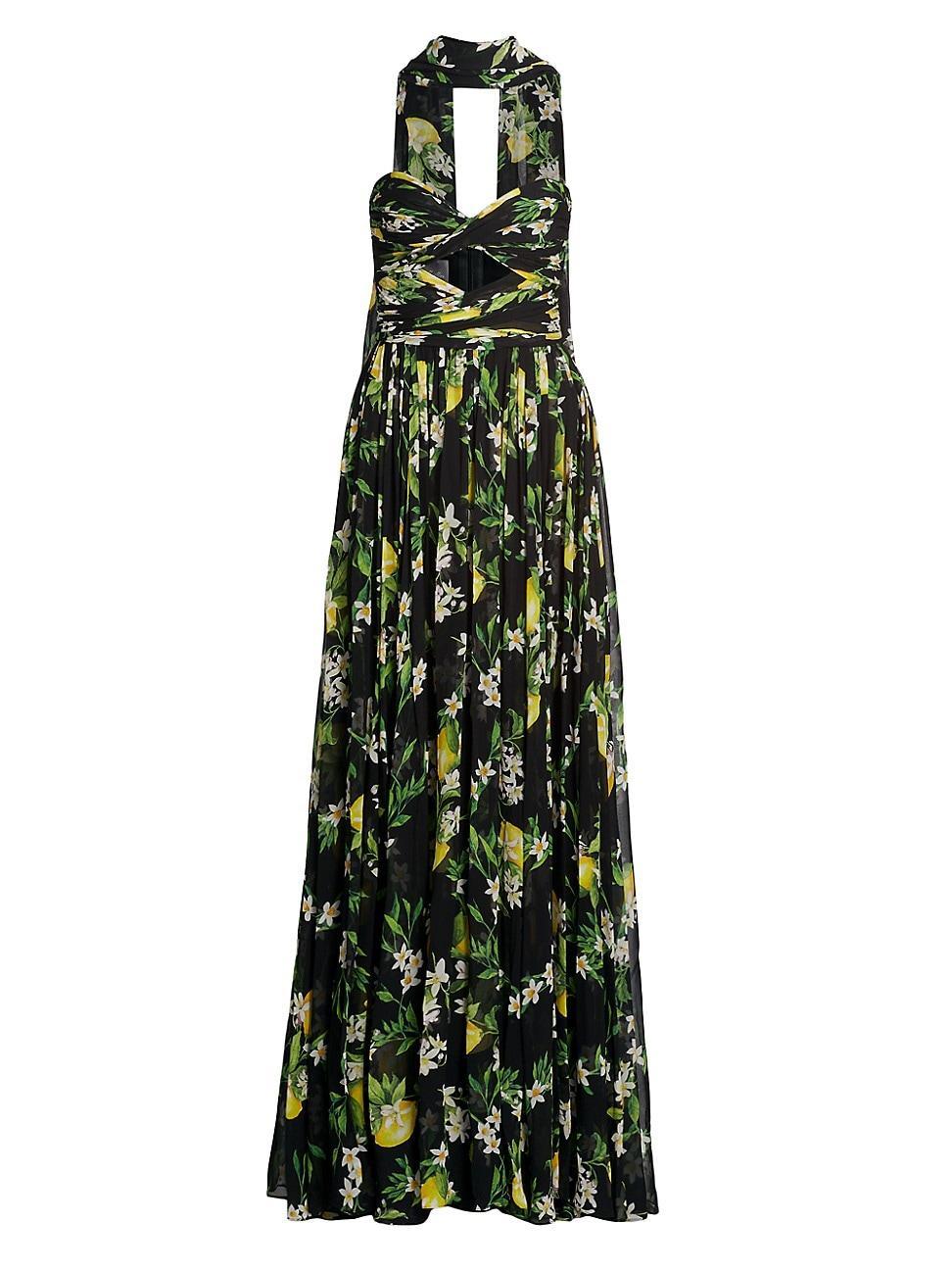 Womens Floral Strapless Scarf Gown Product Image