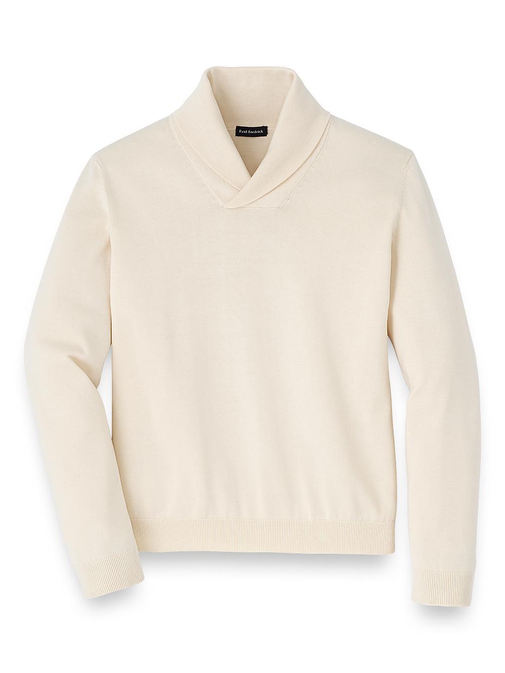 Supima Cotton Shawl Collar Sweater - Blue Product Image