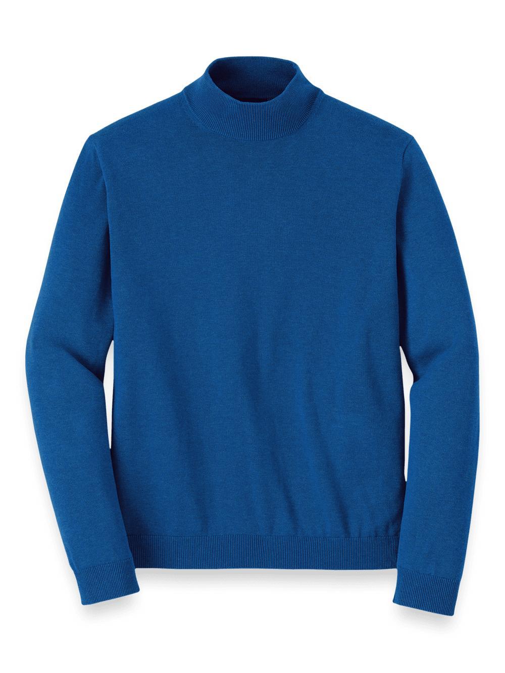 Supima Cotton Mock Neck Sweater - Blue Product Image