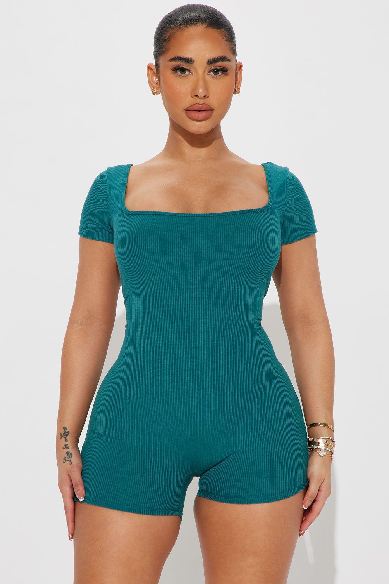 Cydni Ribbed Romper - Hunter Product Image