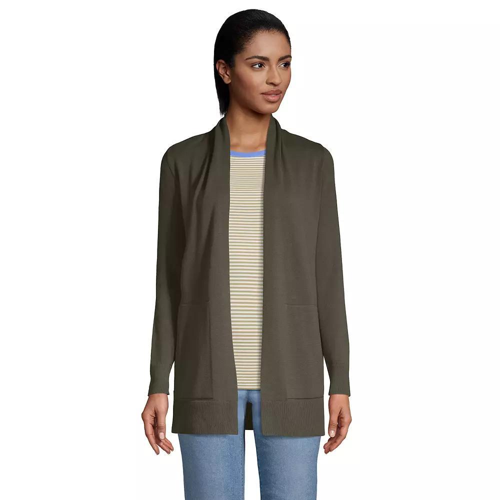 Petite Lands' End Open-Front Long Cardigan Sweater, Women's, Size: Large Petite, Green Moss Product Image