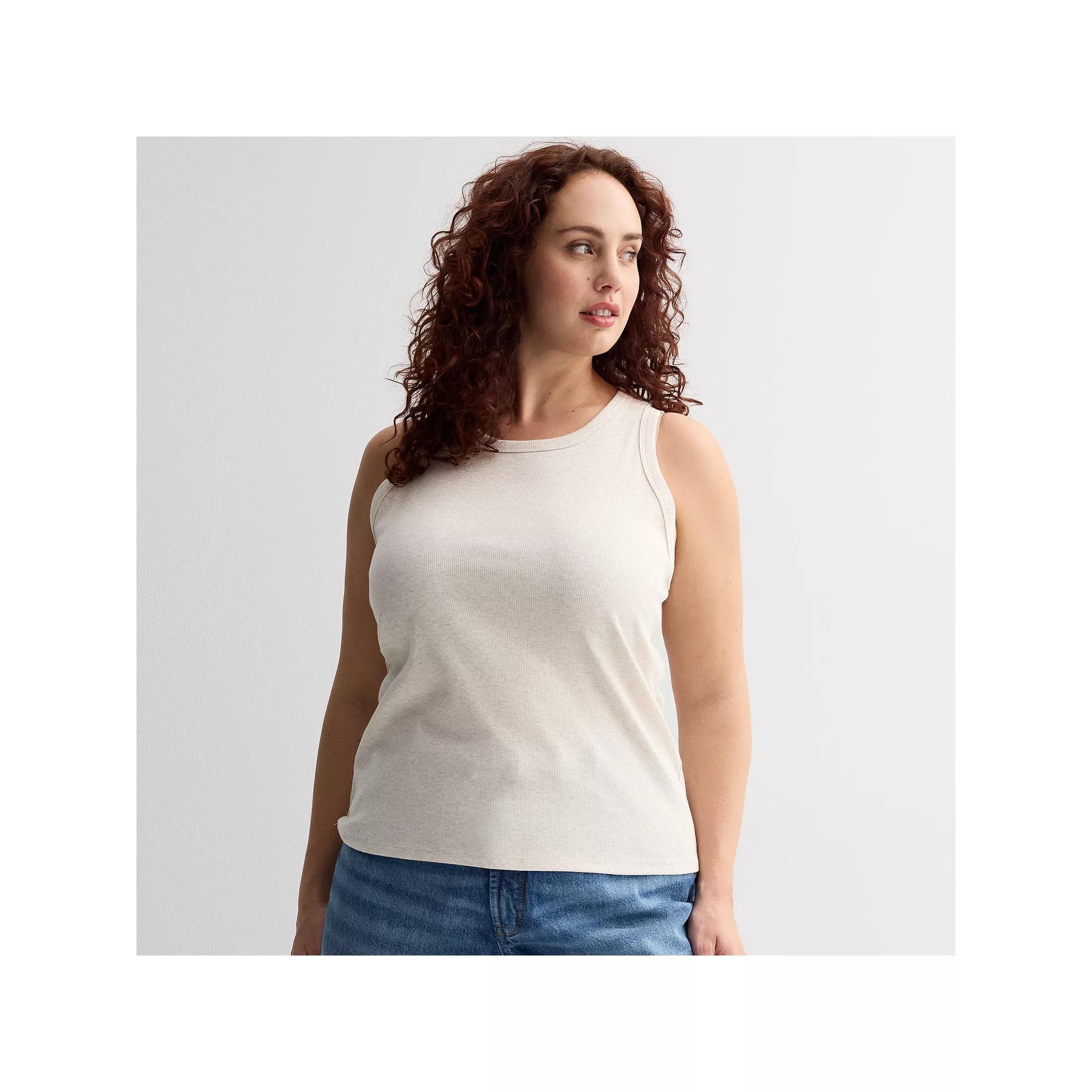 Plus Size Sonoma Goods For Life® High Neck Ribbed Layering Tank Top, Women's, Size: 4XL, Beige Grey Product Image