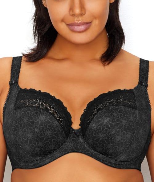 Elomi Womens Full Figure Kim Underwire Plunge Stretch Lace Bra EL4340 Product Image