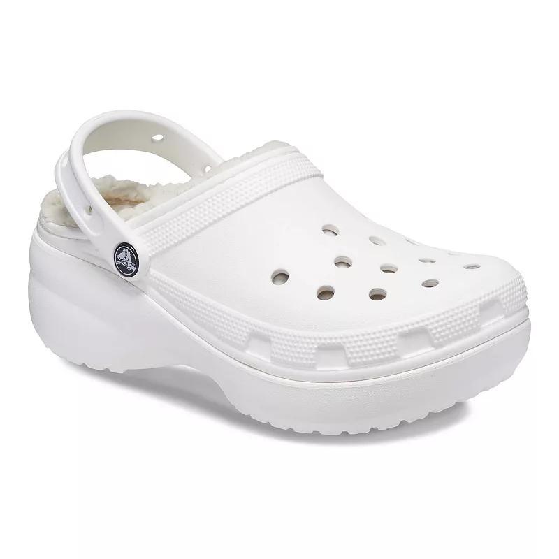 Crocs Classic Fuzz Lined Platform Women's Clogs, Size: 9, Ivory Product Image